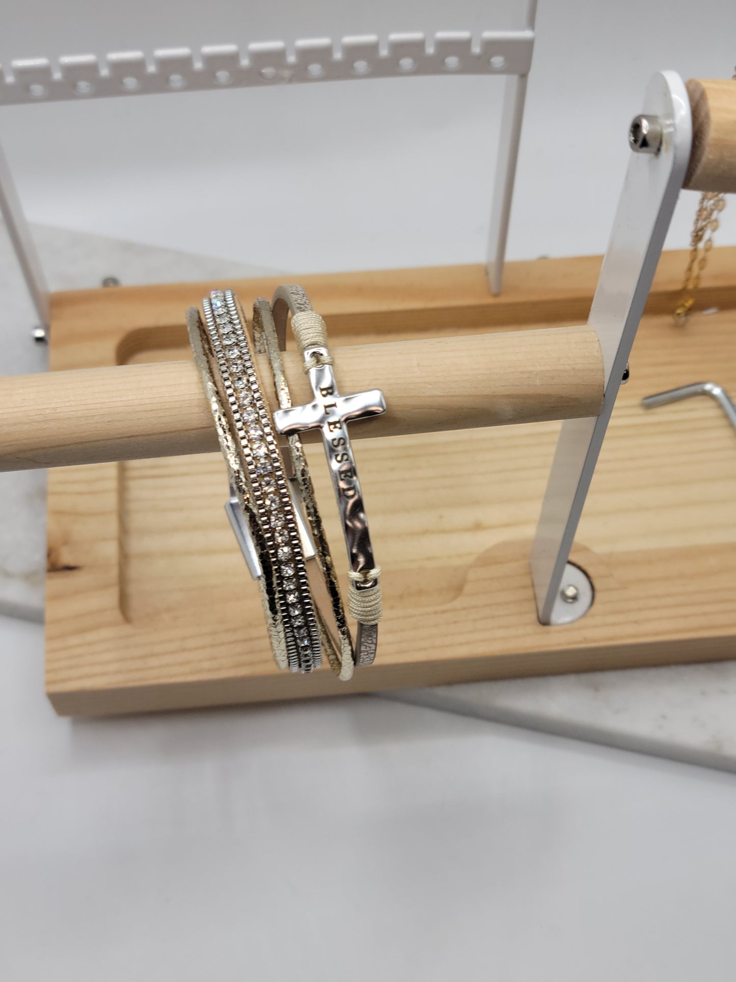 Layered Cross "Blessed" Bracelet- faith based wholesale jewelry