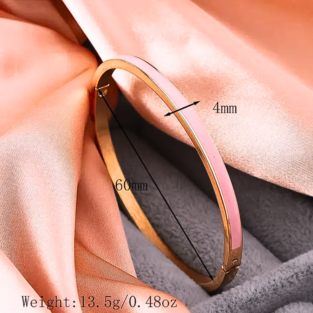 Stainless Bangle Bracelets- Bracelets-pink inlay