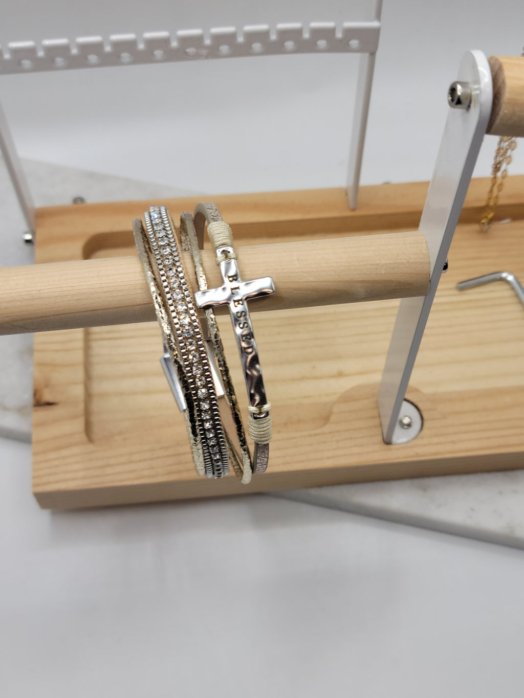 Layered Cross "Blessed" Bracelet- faith based  wholesale jewelry