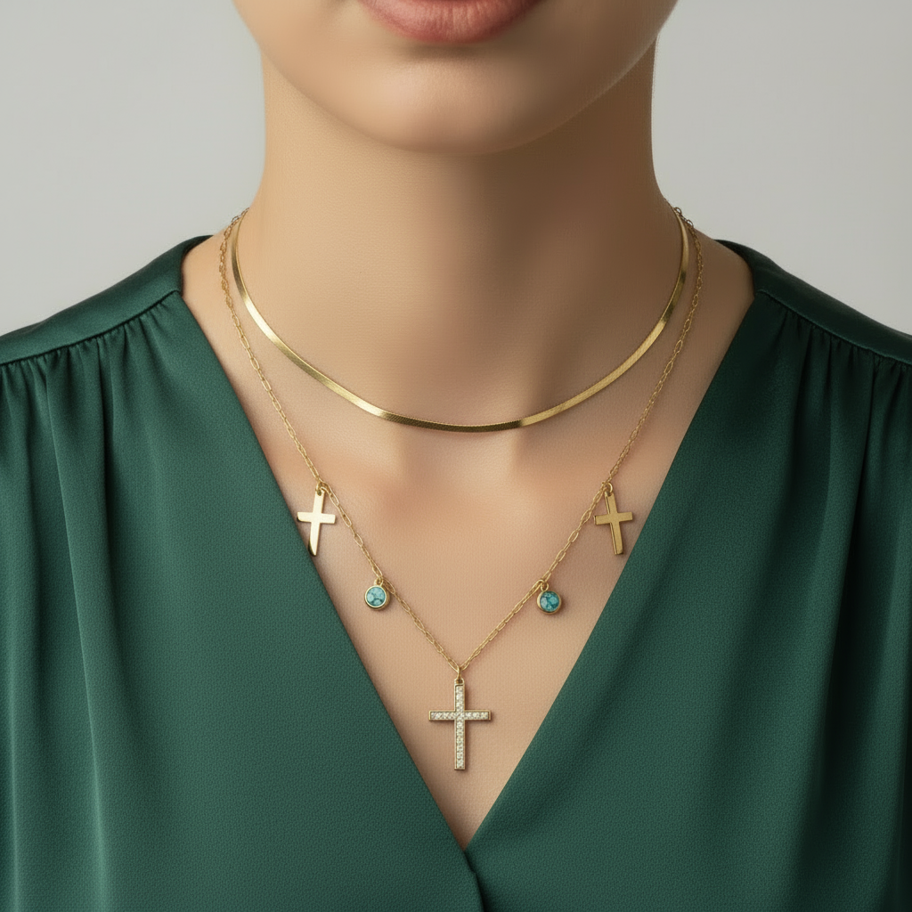 2 layered necklace w crosses