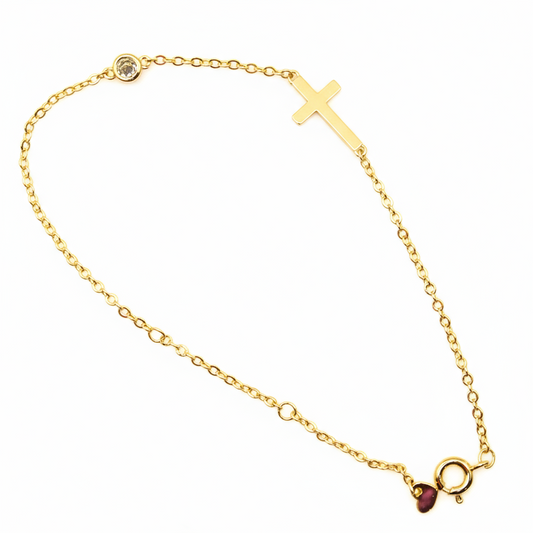 Dainty Gold Cross Bracelet | Faith Based