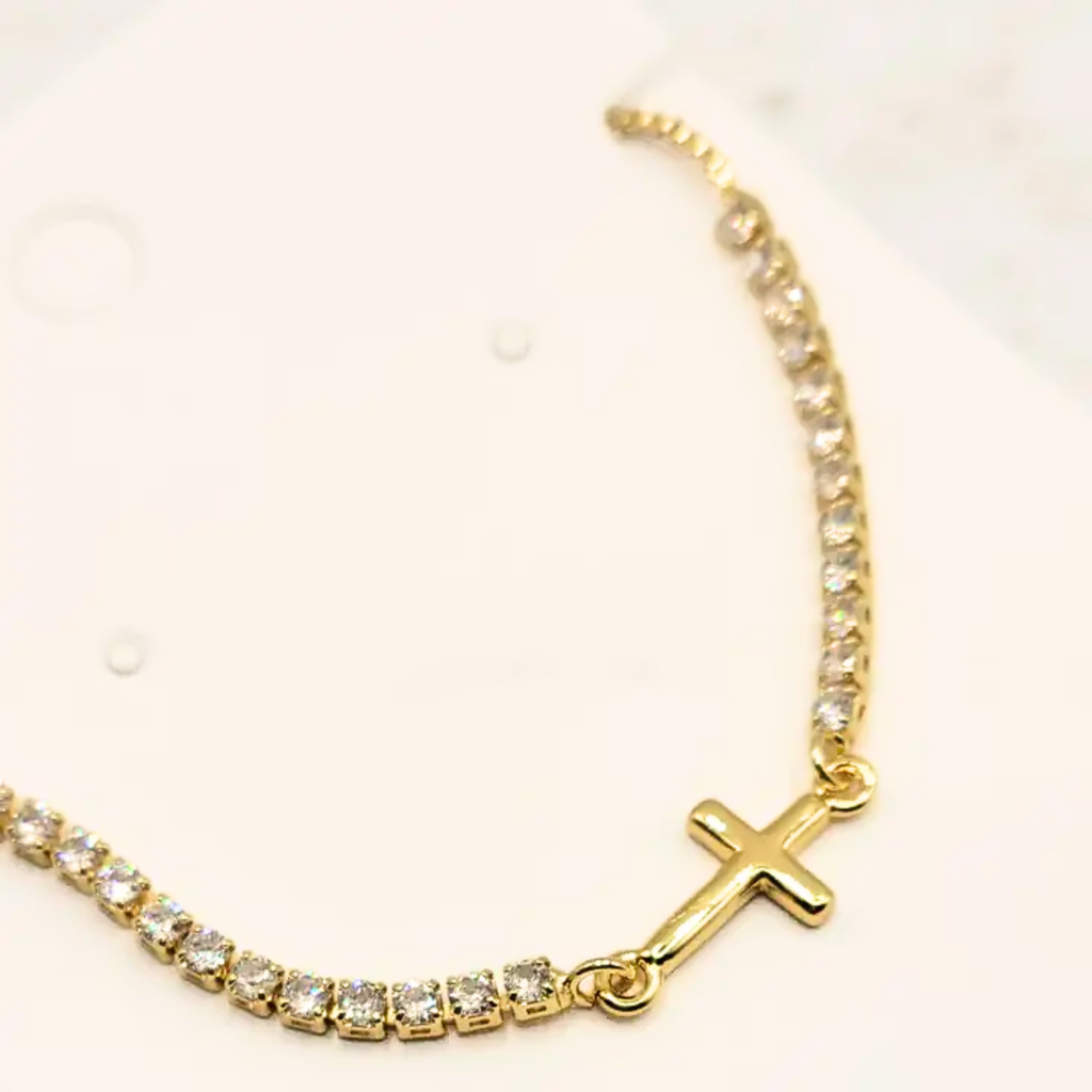 Dainty Gold Cross Bracelet - Jewelry for Women