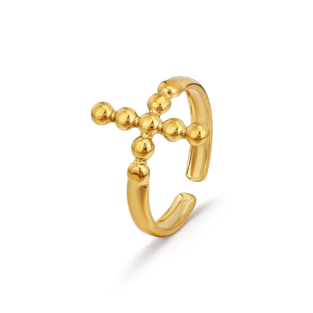 18K Gold Ring - Minimalist Cross rings-Wholesale Rings