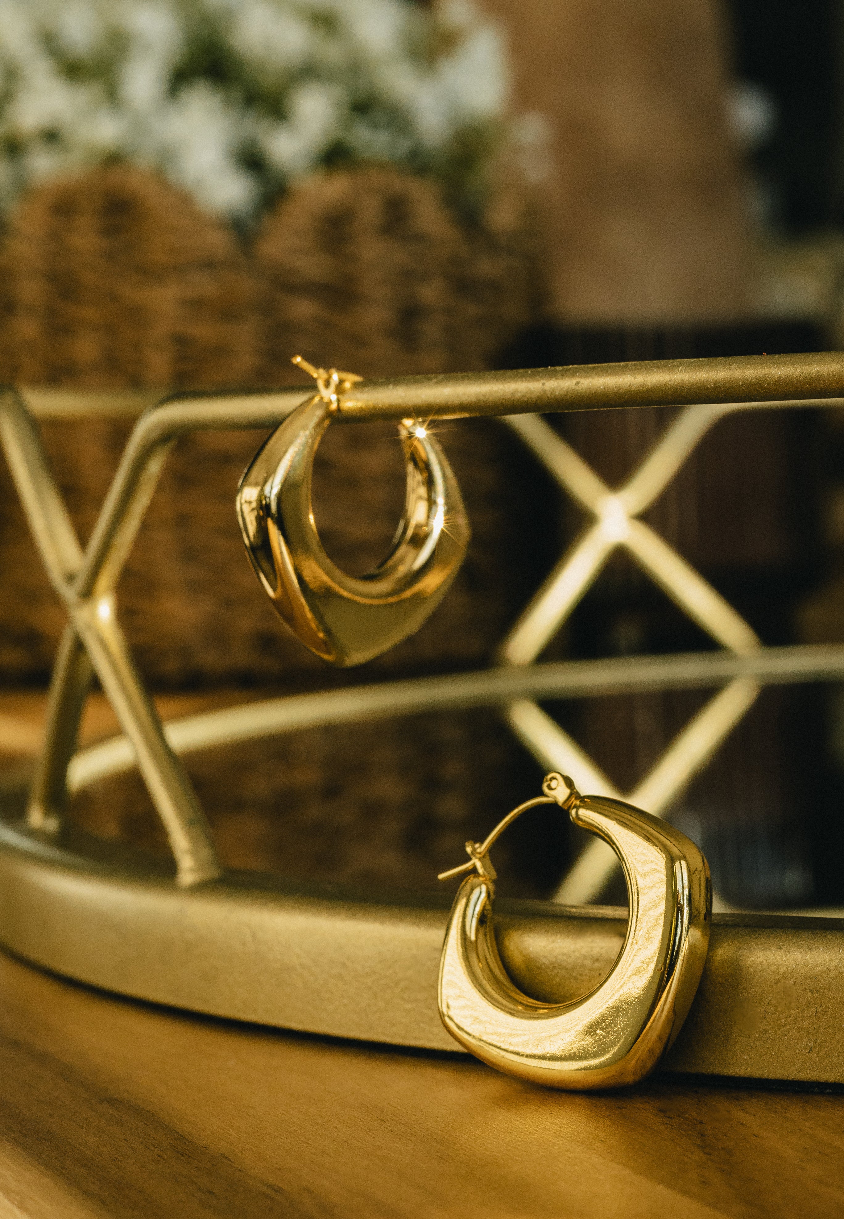 Square huggie earrings