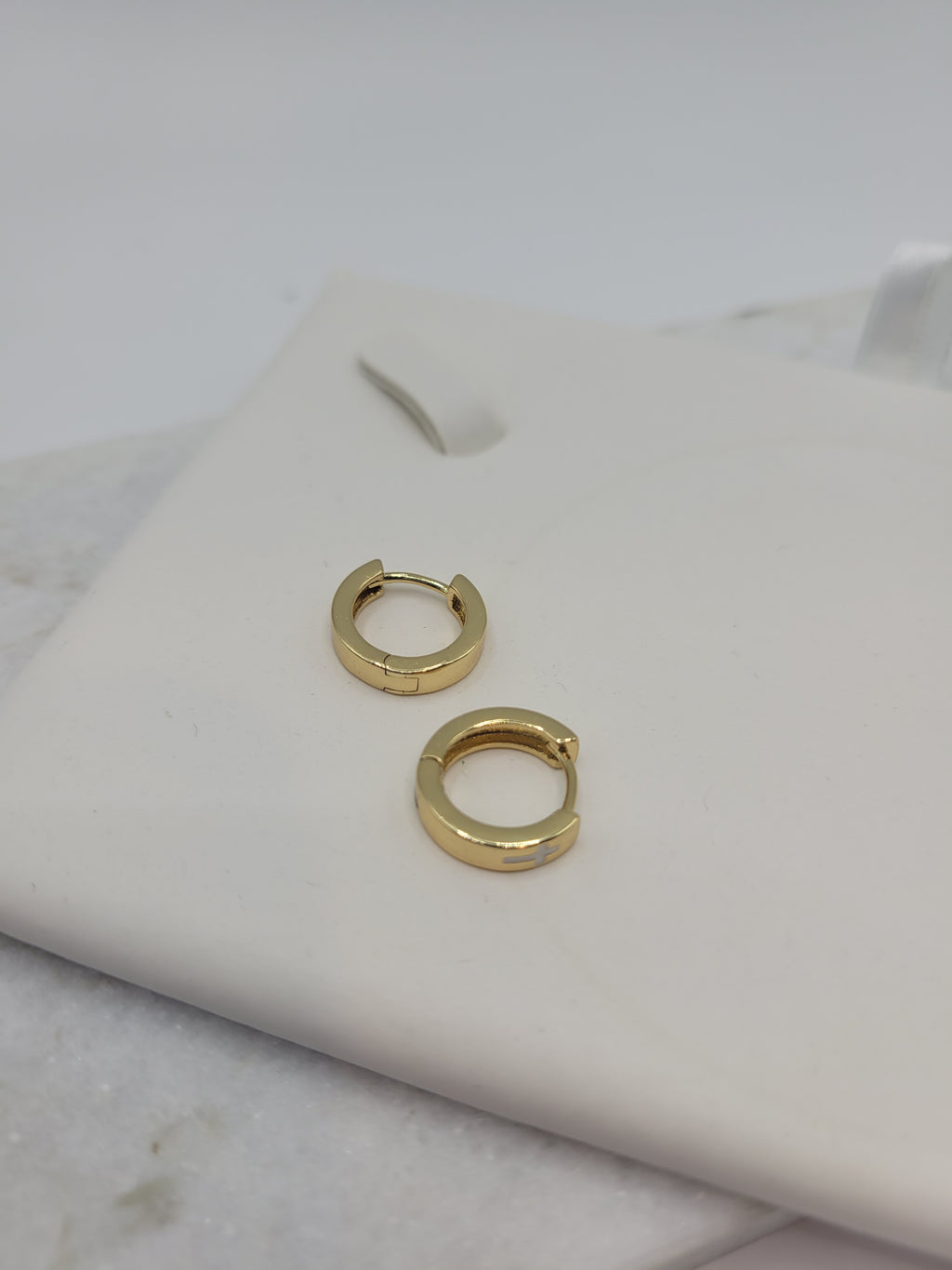 Huggie enamel Cross Inlaid Earring-Earrings