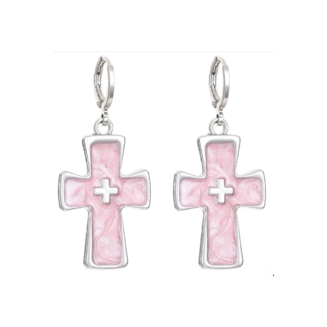 Pink Cross Earrings | earrings