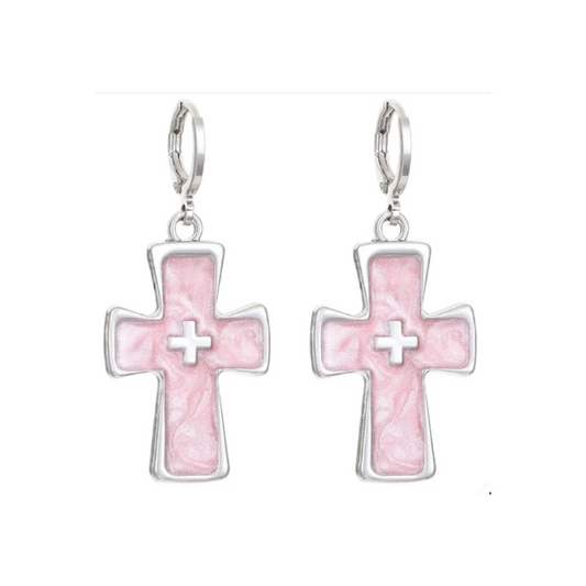 Pink Cross Earrings | earrings