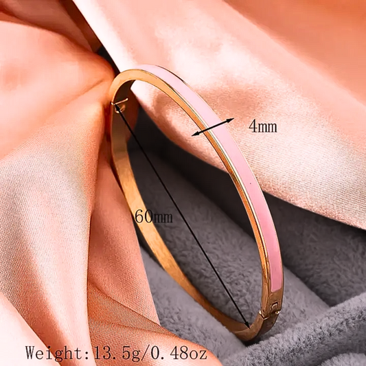 Stainless Bangle Bracelets- Bracelets-pink inlay