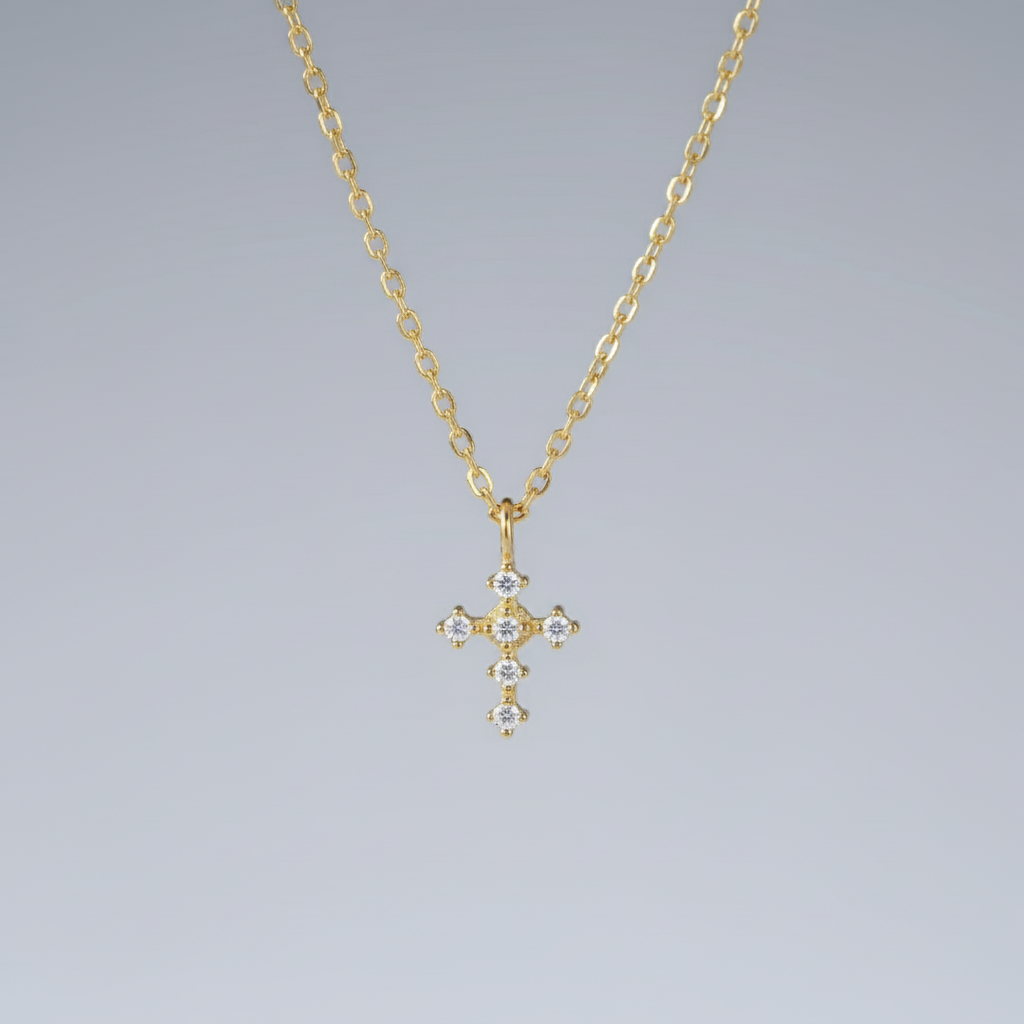 NEW! "Grace & Gold" Silver Cross Necklace, 14k Coated