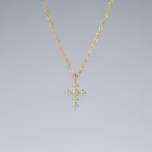 NEW! "Grace & Gold" Silver Cross Necklace, 14k Coated