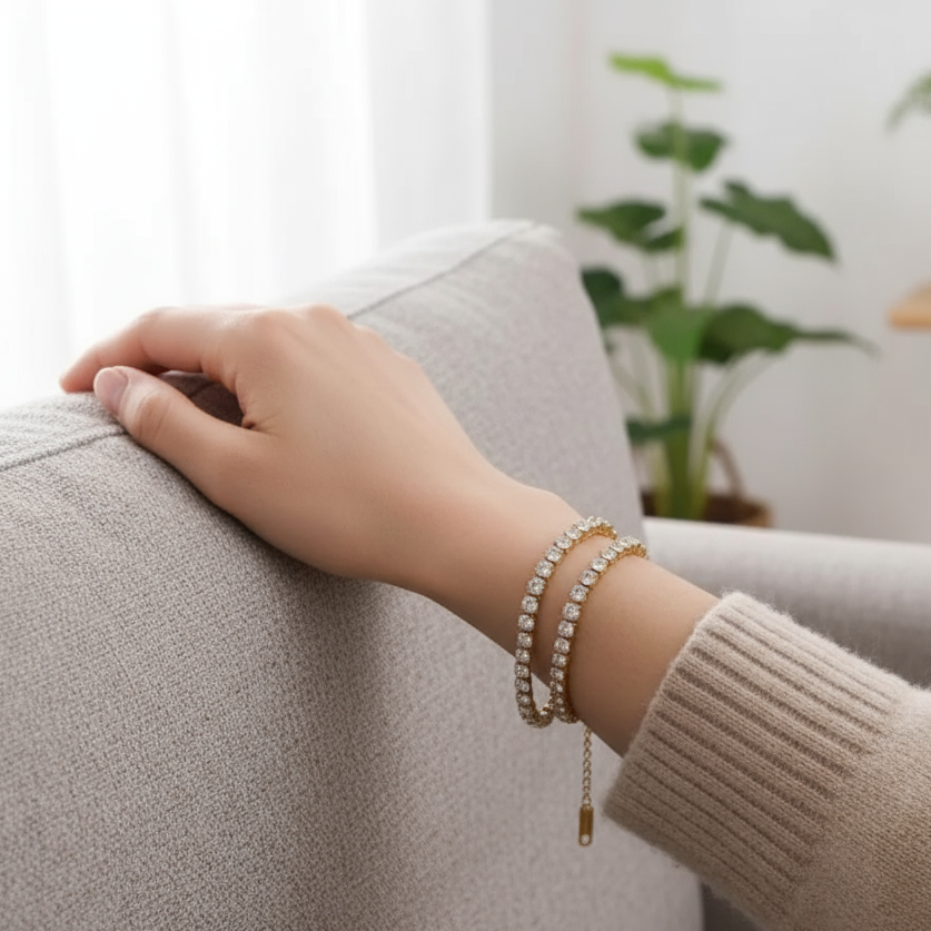 Gold bracelets with stones